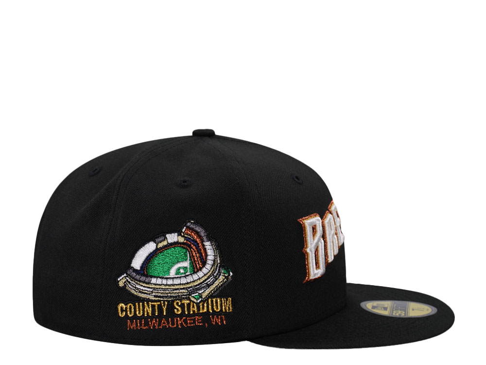 New Era Milwaukee Brewers County Stadium Black Throwback Edition 59Fifty Fitted Cap