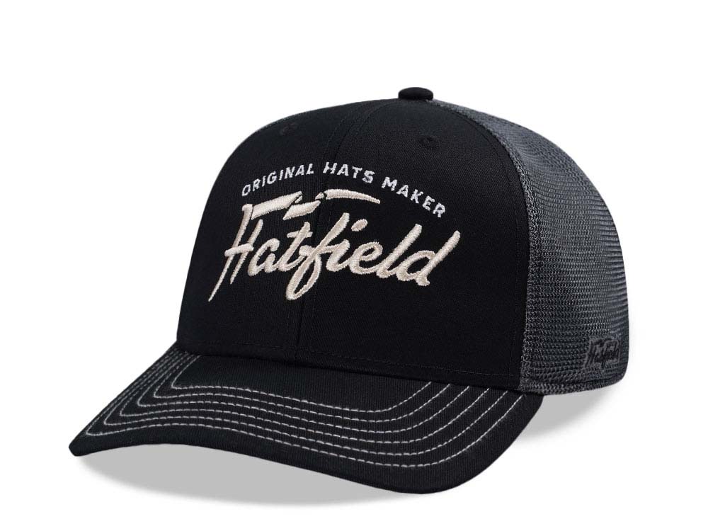 Hatfield Original Script Black Gray Trucker Snapback Cap