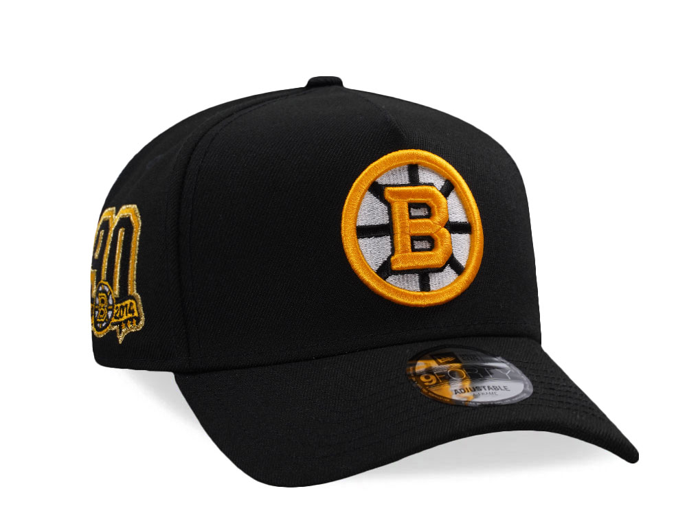 New Era Boston Bruins 90th Anniversary Black Prime Edition 9Forty A Frame Snapback Cap