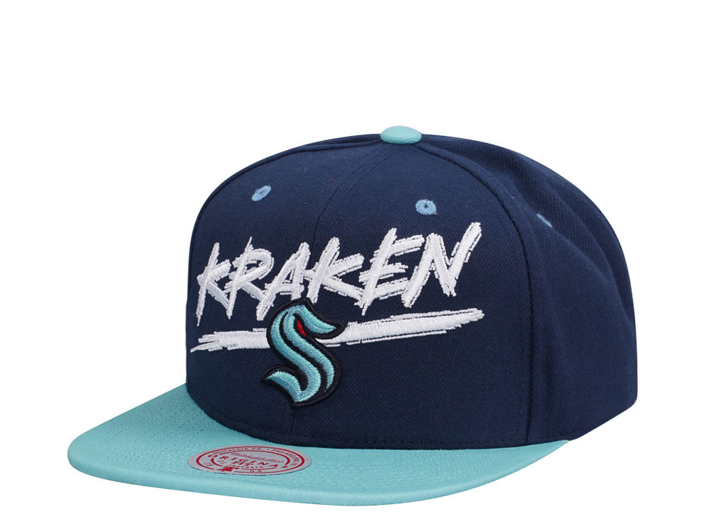 Mitchell & Ness Seattle Kraken Transcript Two Tone Snapback Cap
