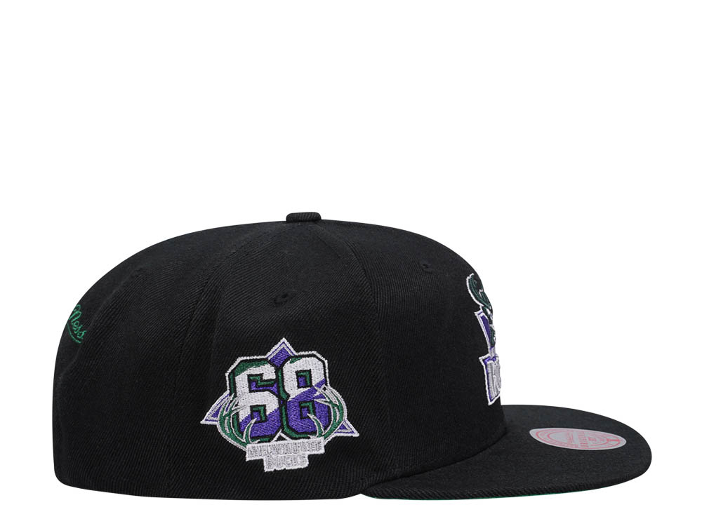 Mitchell & Ness Milwaukee Bucks NBA Black Side Jam Throwback Edition Snapback Cap