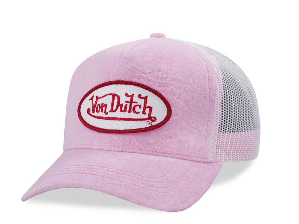 Von Dutch Oval Patch Pink Velour Edition Trucker Snapback Cap