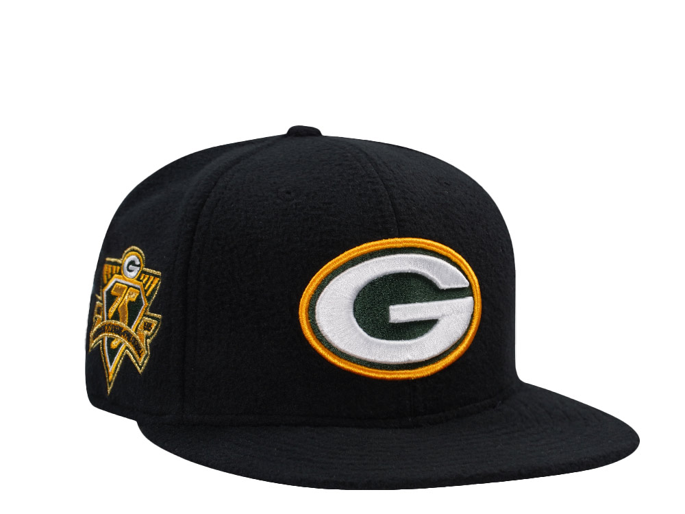 New Era Green Bay Packers 75th Anniversary Black Prime Fleece Edition 59Fifty Fitted Cap