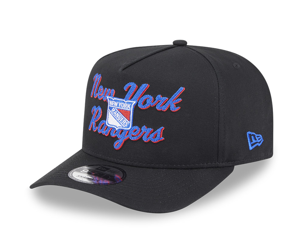 New Era New York Rangers Black Chainstitch 9Fifty A Frame Snapback Cap