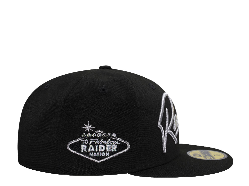 New Era Las Vegas Raiders Script Metallic Black Prime Edition 59Fifty Fitted Cap