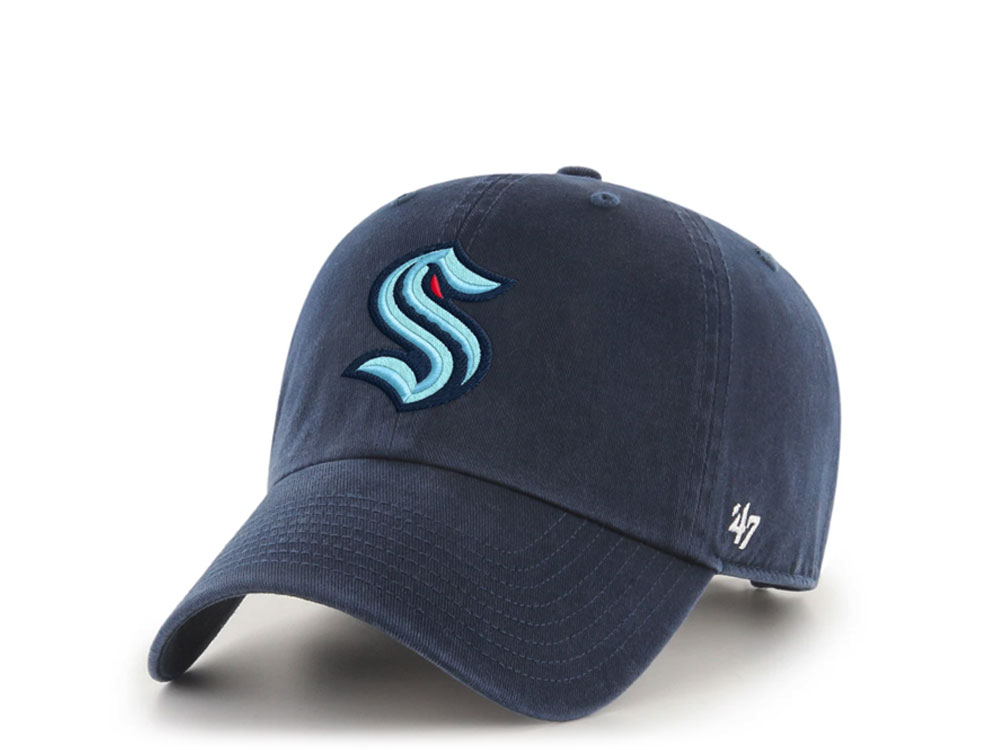 47Brand Seattle Kraken Clean Up Navy Strapback Cap