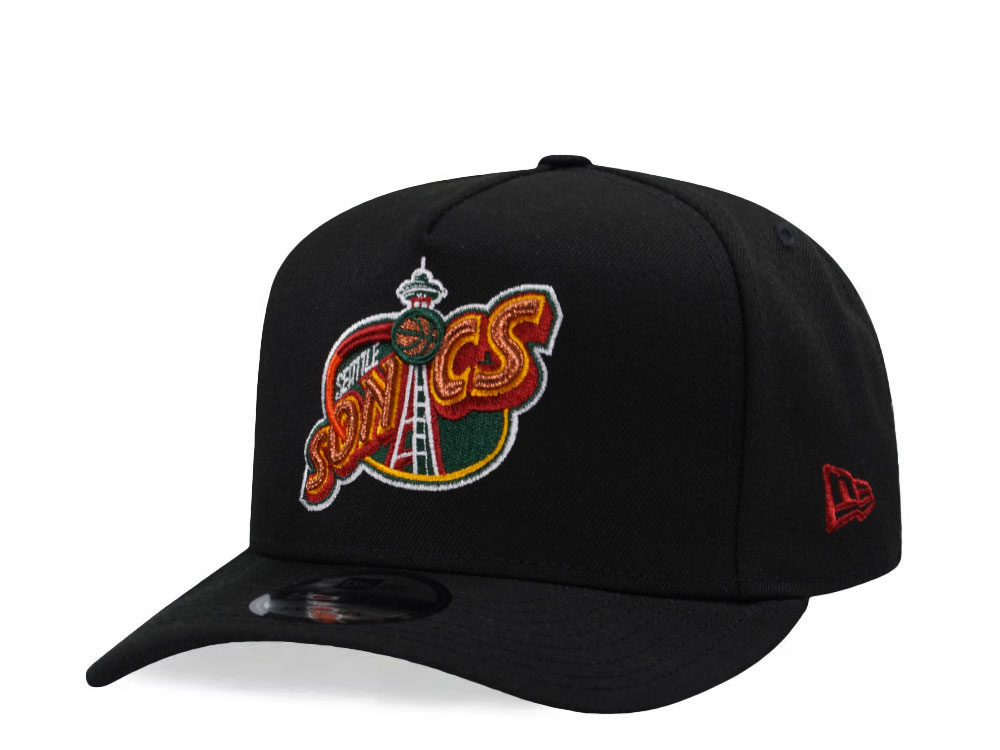 New Era Seattle Supersonics Black Classic Edition 9Fifty A Frame Snapback Cap