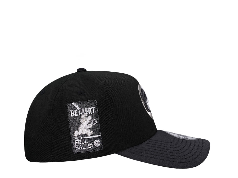 New Era Chicago Cubs Black Satin 9Forty A Frame Snapback Cap