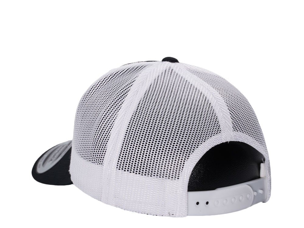 Yupoong Basic Black White Retro Trucker Snapback Cap