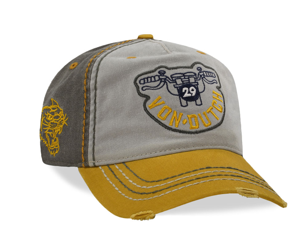 Von Dutch Distressed Retro Gray Two Tone Edition Strapback Cap