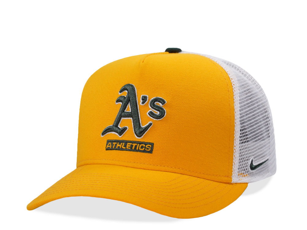 Nike Oakland Athletics Primetime Dri-Fit Rise Yellow Edition Trucker Snapback Cap