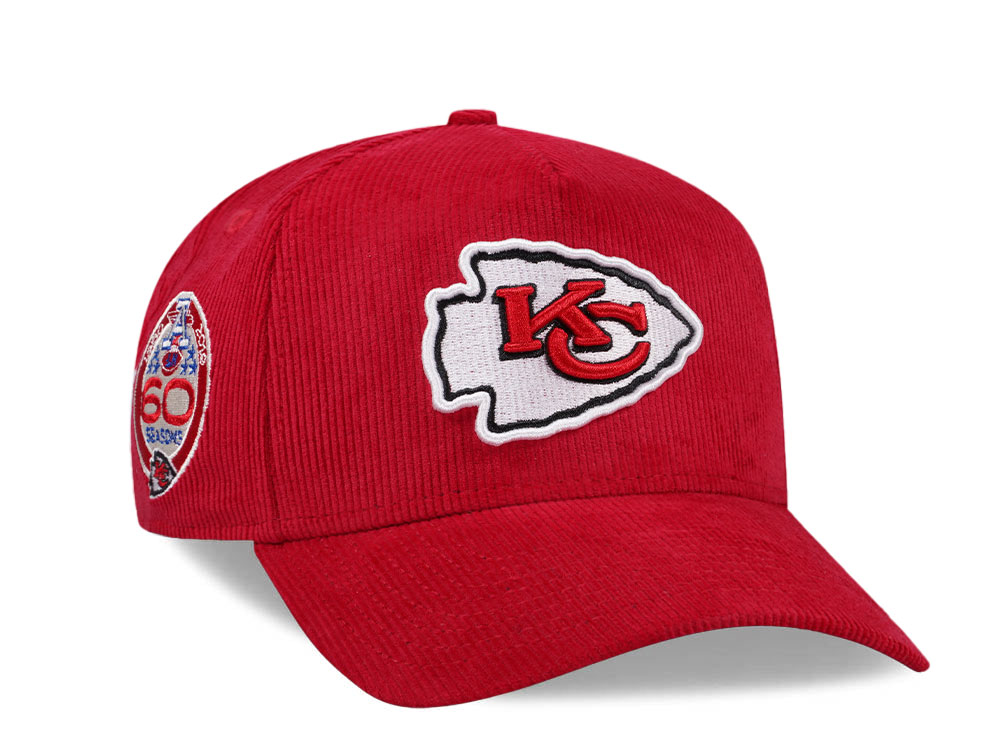 New Era Kansas City Chiefs 60th Anniversary Red Corduroy Edition 9Forty A Frame Snapback Cap