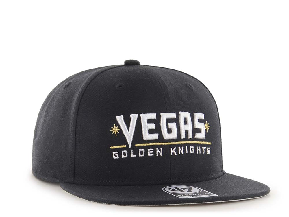 47Brand Vegas Golden Knights No Shot Black Script Captain Snapback Cap