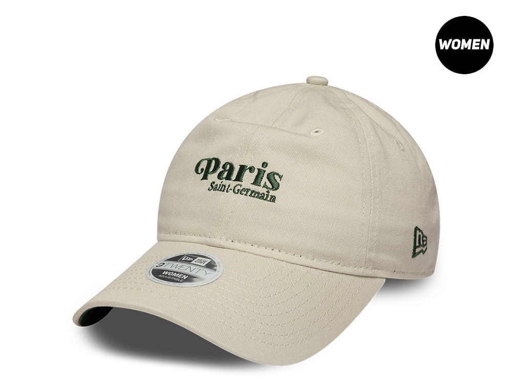 New Era Paris Saint Germain Script Ivory Prime Edition Womens 9Twenty Adjustable Cap