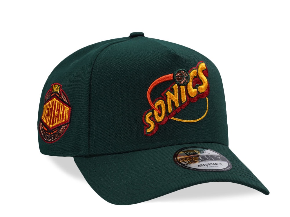 New Era Seattle Supersonics NBA Western Conference Dark Green Prime Edition 9Forty A Frame Snapback Cap