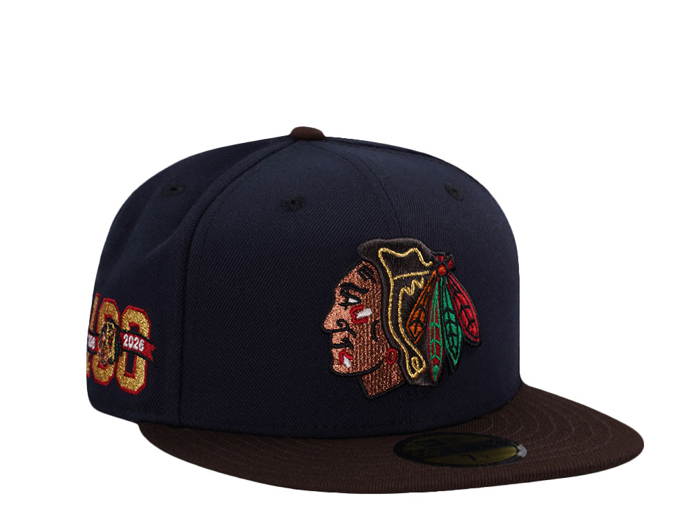 New Era Chicago Blackhawks 100th Anniversary Navy Two Tone Edition 59Fifty Fitted Cap