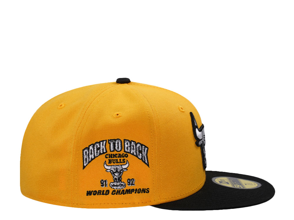 New Era Chicago Bulls Back To Back World Champions Yellow Two Tone Edition 59Fifty Fitted Cap