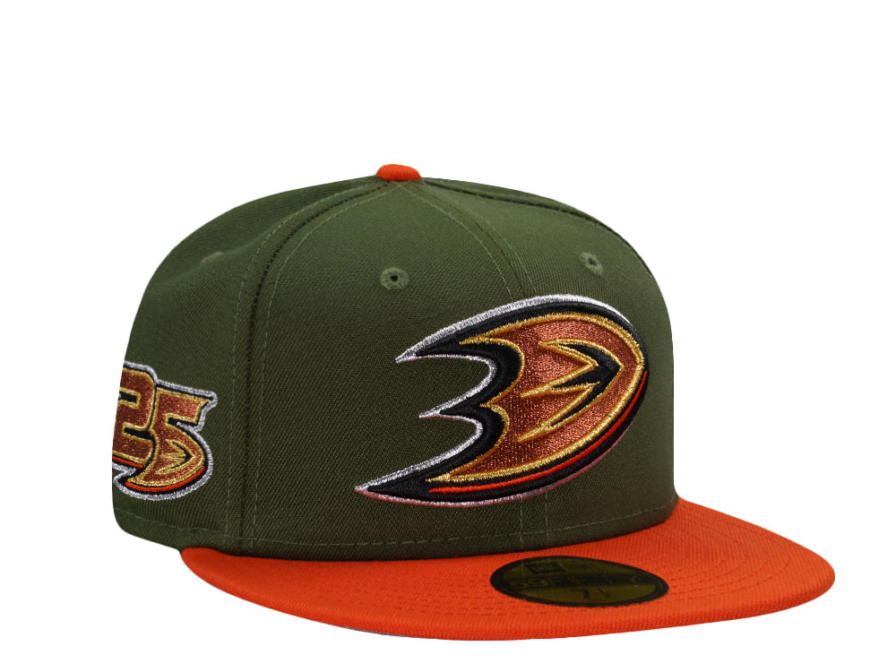 New Era Anaheim Ducks 25th Anniversary Rifle Green Two Tone Edition 59Fifty Fitted Cap