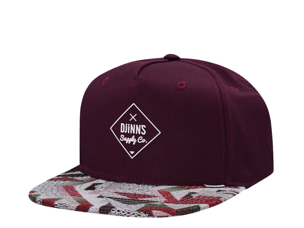 Djinns Rubber Aztec Wine 6 Panel Snapback Cap