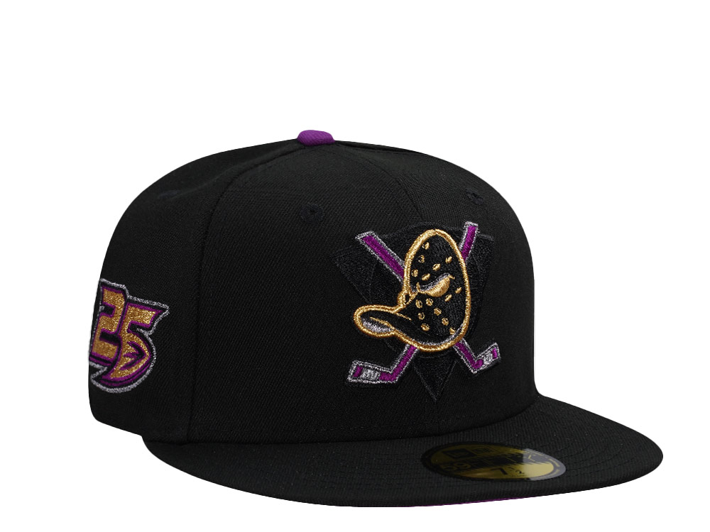 New Era Anaheim Ducks 25th Anniversary Black Prime Grape Edition 59Fifty Fitted Cap