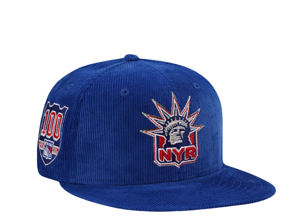 New Era New York Rangers 100th Anniversary Royal Corduroy Throwback Edition 59Fifty Fitted Cap