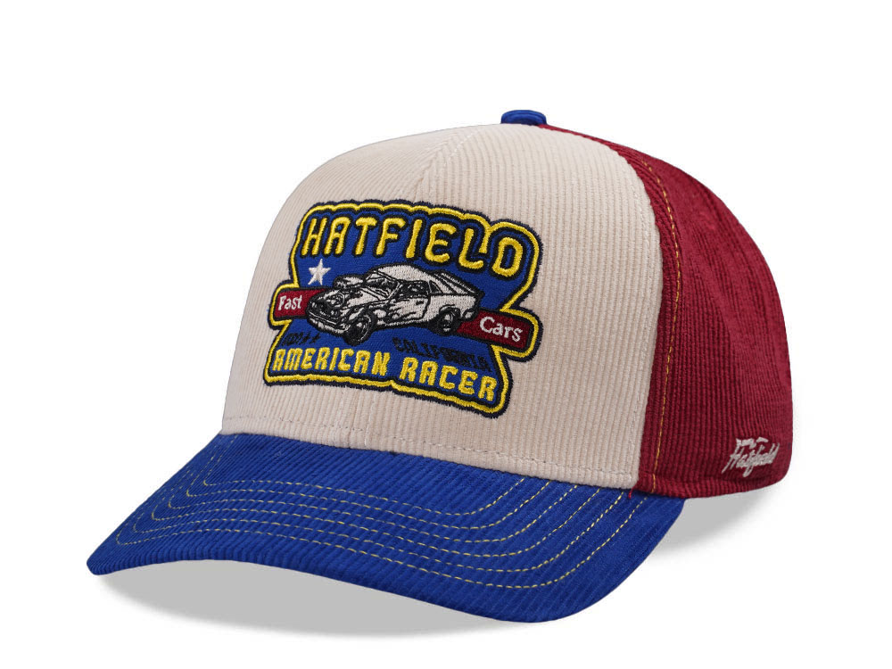 Hatfield American Racer Corduroy White Blue Snapback Cap
