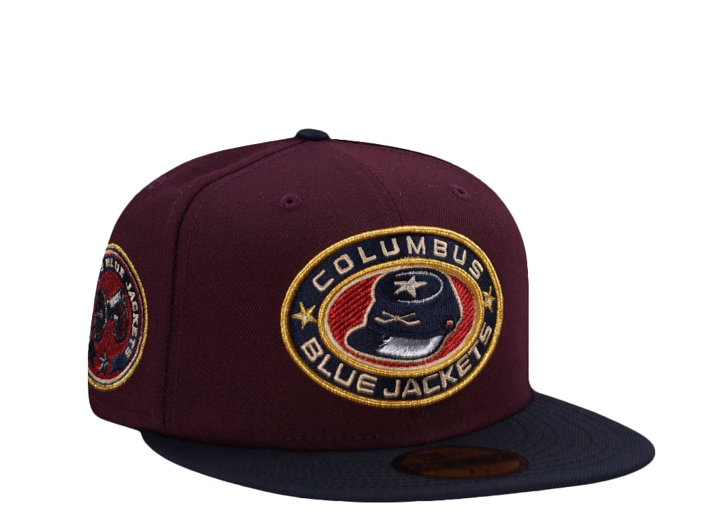 New Era Columbus Blue Jackets Maroon Two Tone Edition 59Fifty Fitted Cap