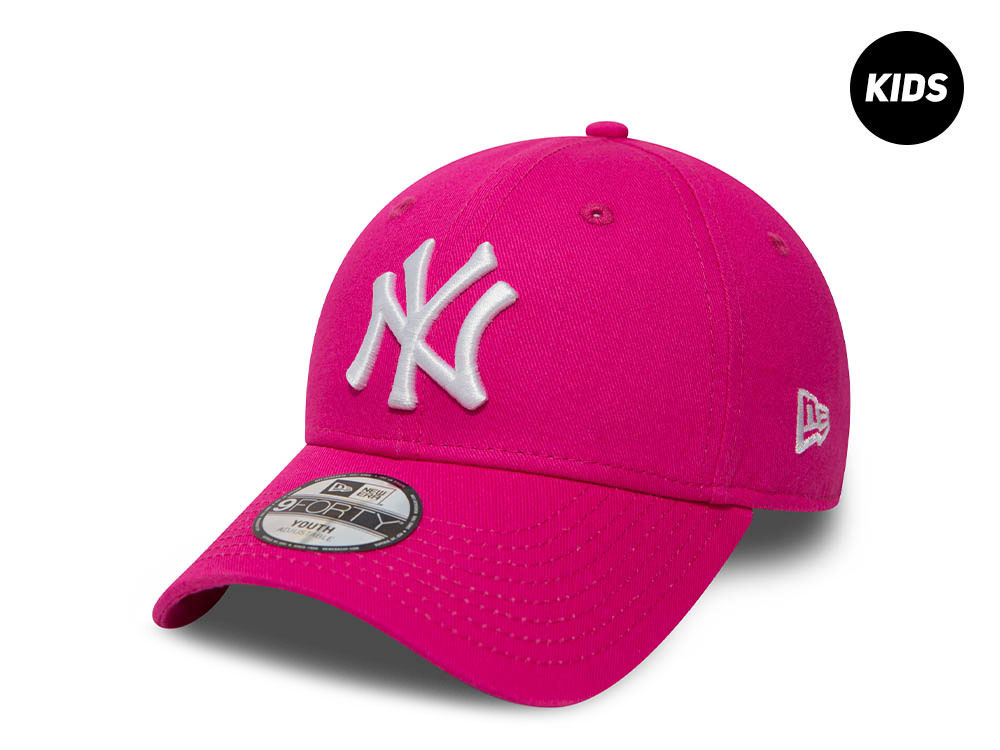 New Era New York Yankees League Basic Pink White Kids 9Forty Strapback Cap