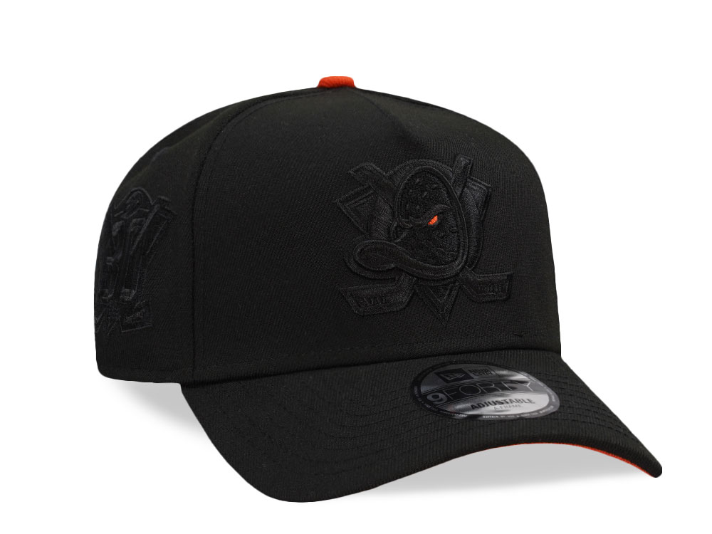 New Era Anaheim Ducks 30th Anniversary Blackout Orange Pop Prime Edition 9Forty A Frame Snapback Cap
