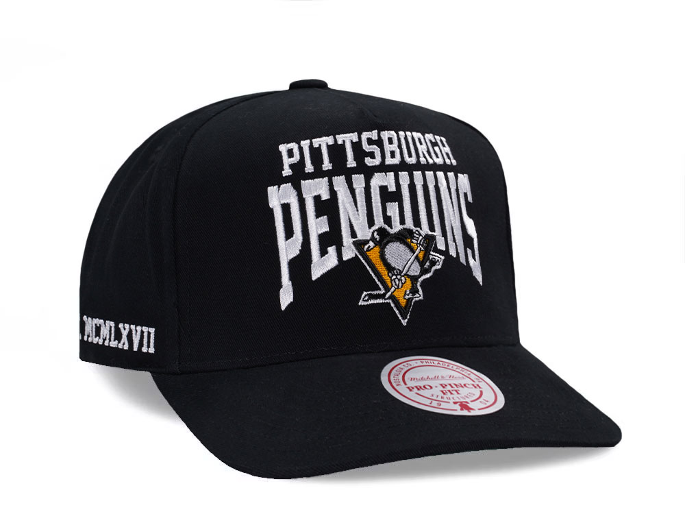 Mitchell & Ness Pittsburgh Penguins Black Pro Pinch Fit Snapback Cap