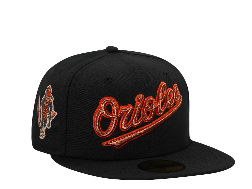New Era Baltimore Orioles Black Metallic Throwback Edition 59Fifty Fitted Cap